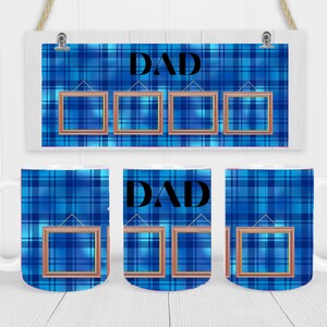 DAD Blue Plaid 4 Frame - Coffee Mug Wrap - PNG Design