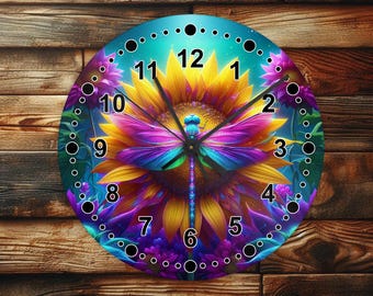 Dragonfly - Wall Clock Design - With Numbers - PNG Design - Digital Download