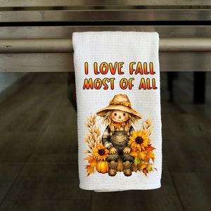 I love Fall Scarecrow- Kitchen Towel Sublimation Designs - PNG Design - Digital Download