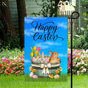 Happy Easter - Garden Flag 12&quot;x 18&quot; - Sublimation Garden Flag Design - PNG Digital Download