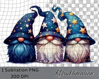 Celestial Gnomes - Watercolor Clipart - PNG Digital Clipart - Scrapbooking - Transparent Background