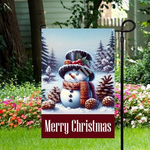 Merry Christmas Snowman - Garden Flag 12&quot;x 18&quot; - Sublimation Garden Flag Design - JPEG Digital Download