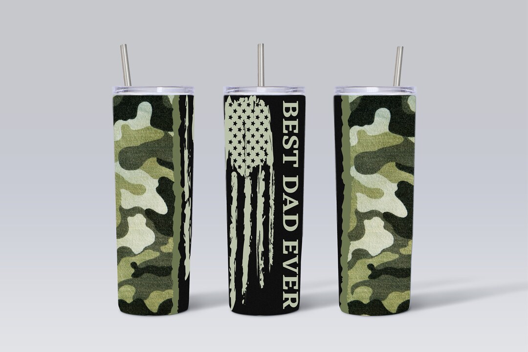 20oz Sublimation - Best Dad Ever Camo - Straight Tumbler Wrap - PNG ...