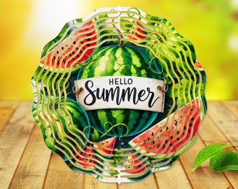 Wind Spinner Sublimation - Hello Summer Watermelon - Wind Spinner Design - 10 Inch - PNG Download