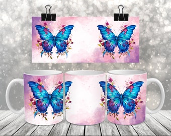 Butterfly - Coffee Mug Sublimation - Coffee Mug Wrap - PNG Design - Digital Download