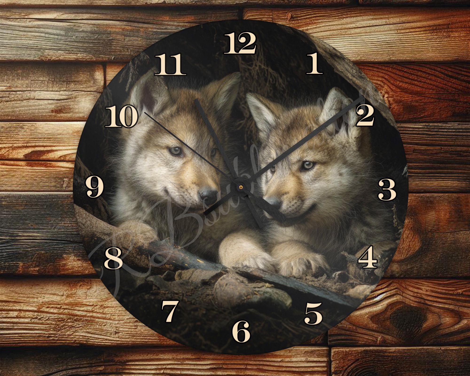 Wolfpack Clock Wolf Pups - Wall Clock Design - With Numbers - PNG Design - Digital ...