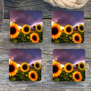 Sublimation Square Coasters - Sunflowers - Set of 4 Coaster Design - PNG Download