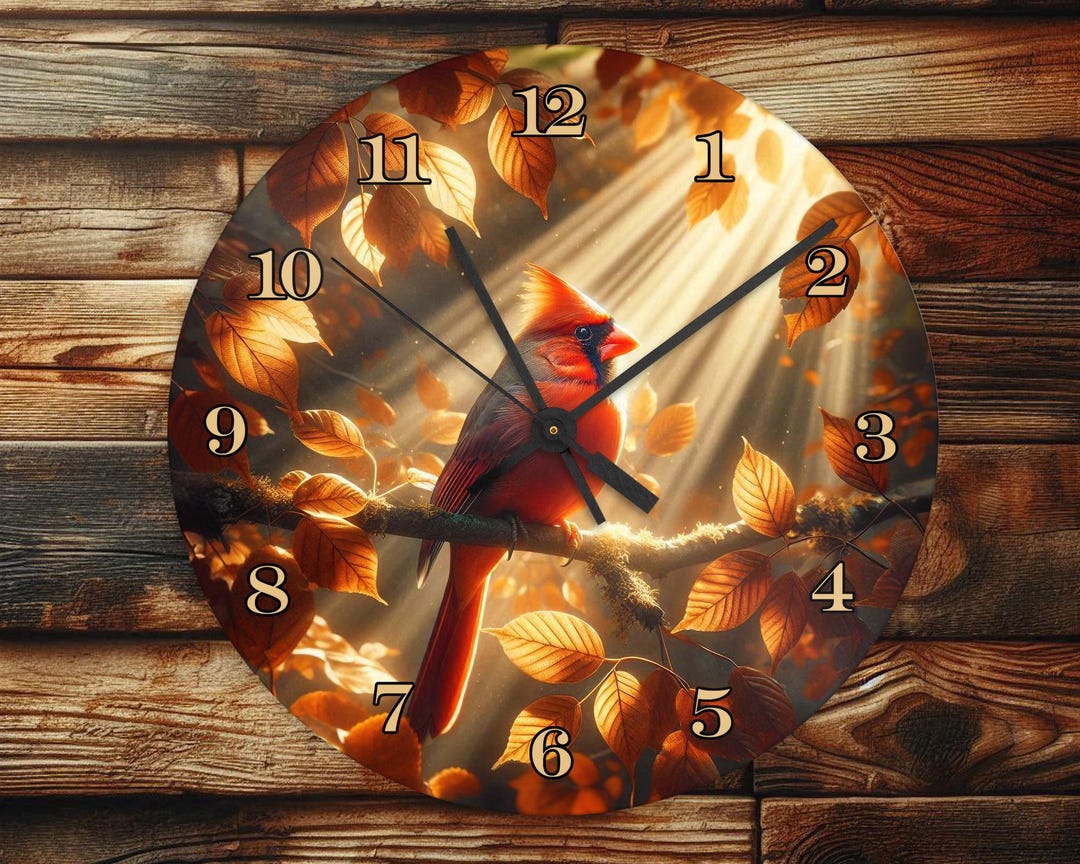 Cardinal in the Morning Light - Wall Clock Design - With Numbers - PNG ...