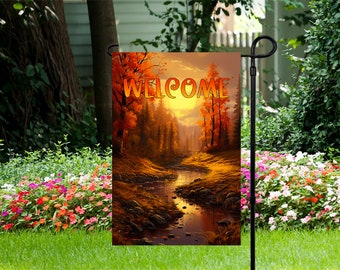 Autumn Creek - Welcome - Garden Flag 12"x 18" - Custom Garden Flag - PNG Digital Download