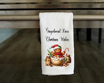 Gingerbread Kisses Kitchen Towel - Sublimation Designs - PNG Design - Digital Download