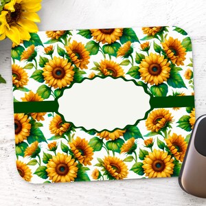 Sunflowers Add Text - Rectangle Mouse Pad Sublimation - Mouse Pad PNG Design Instant Download