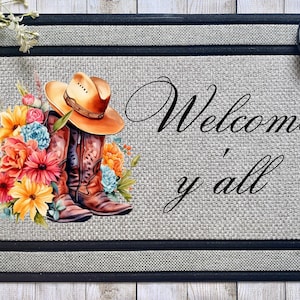 Welcome Yall- Front Door Mat Sublimation Design - Digital Download - PNG Digital Design