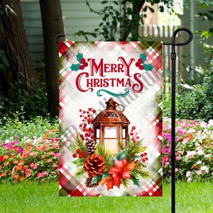 Merry Christmas - Lantern - Garden Flag 12&quot;x 18&quot; - Garden Flag - PNG Digital Download