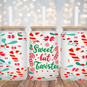 16oz Libbey Sublimation - Sweet But Twisted - Glass Can Wrap - PNG Design