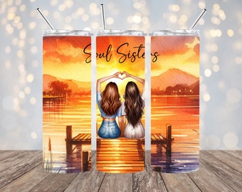 Soul Sisters 20oz Straight Tumbler Wrap Sublimation PNG Design