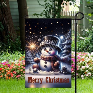 Snowman - Garden Flag 12&quot;x 18&quot; - Sublimation Garden Flag Design - PNG Digital Download