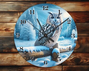 Winter Owl - Wall Clock Design - With Numbers - PNG Design - Digital Download