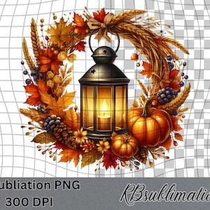 Autumn Wreath - Watercolor Clipart - PNG Digital Clipart - Scrapbooking - Transparent Background