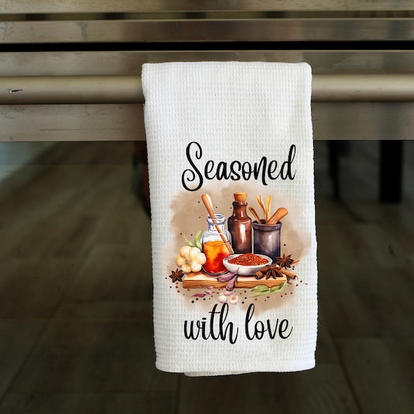 Seasoned With Love- Kitchen Towel Sublimation Designs - PNG Design - Digital Download