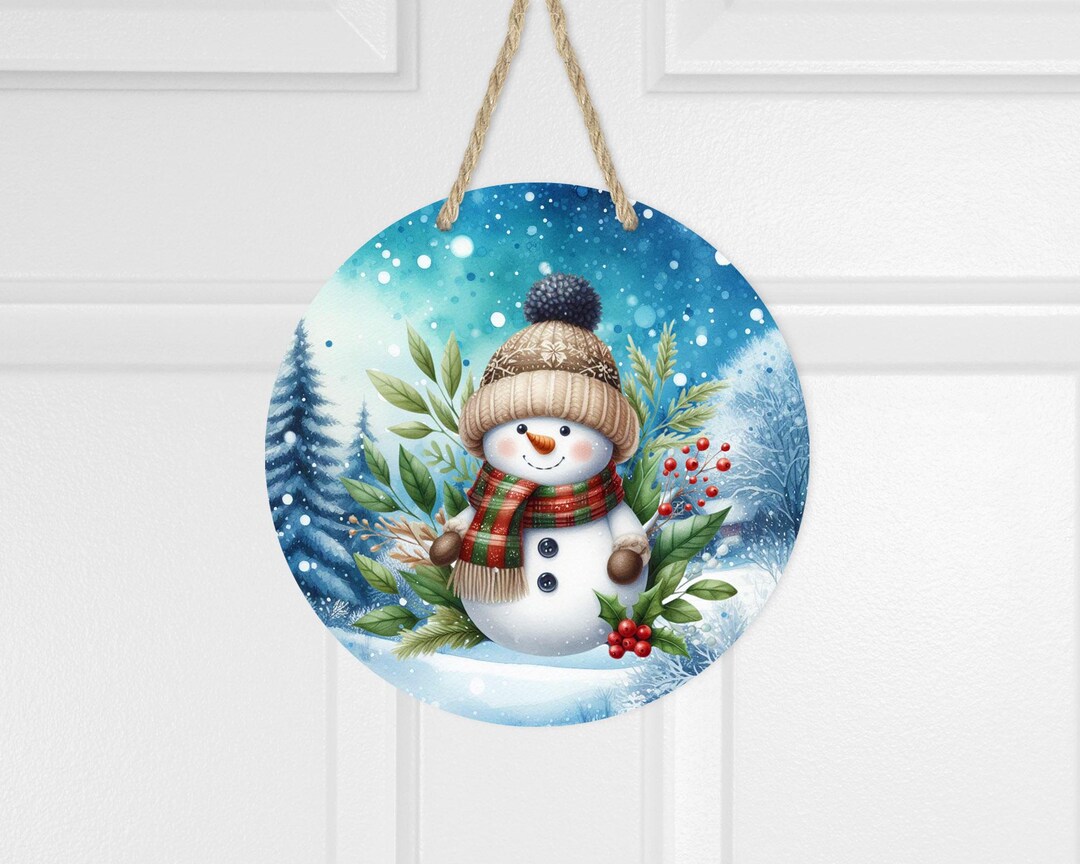 Round Sublimation Door Hanger Png Design - Snowman - 12 Inch Round PNG ...