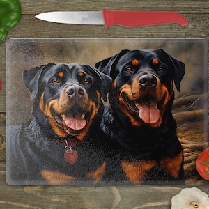 Glass Cutting Board Sublimation -Rottweilers - Cutting Board Design - 15.5 x 11.25 Inch - PNG Download-
