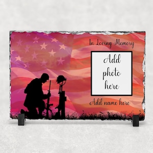 Military Veteran Slate Design - Memorial Slate Design - Slate PNG - Sublimation PNG - Add photo Digital Download - Not a physical item