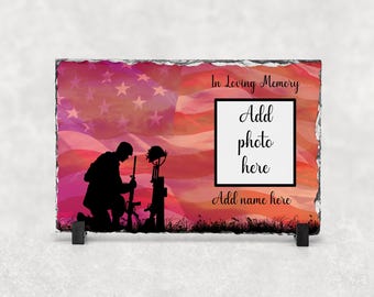 Military Veteran Slate Design - Memorial Slate Design - Slate PNG - Sublimation PNG - Add photo Digital Download - Not a physical item