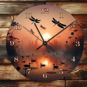 Bayou Sunset - Wall Clock Design - With Numbers - PNG Design - Digital Download