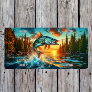 Muskie At Sunset - License Plate Design - PNG Digital Download - Sublimation Design
