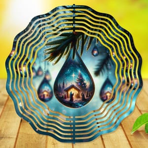 Wind Spinner Sublimation - Nativity Teardrop - Wind Spinner Design - 10 Inch - PNG Download