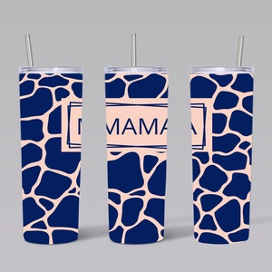 Blue Animal Skin Sublimation Straight Tumbler Wrap PNG Design- 20oz Skinny Tumbler Wrap Design
