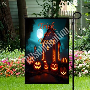 Trick or Treat Pumpkins With A Black Border - Garden Flag 12&quot;x 18&quot; - Garden Flag - PNG Digital Download