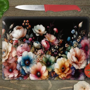 Glass Cutting Board Sublimation -Watercolor Flowers - 15.5 x 11.25 Inch - PNG Download - Digital Download-