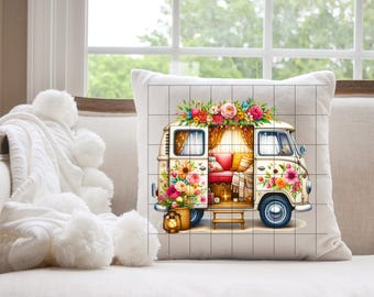 Camper Pillow Design - PNG Digital Download - Sublimation Design - Transparent background - Instant Download