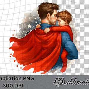 Father and Son - Fathers Day - Watercolor Clipart - PNG Digital Clipart - Scrapbooking - Transparent Background