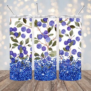 20oz Sublimation - Berries and Glitter - Straight Tumbler Wrap - PNG Design- 20oz Skinny Tumbler Wrap Design