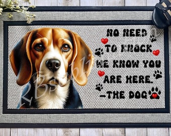 No Need to Knock Beagle - Front Doormat Sublimation Design - Digital Download - PNG Digital Design