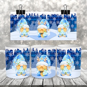 Snowflake Gnomes - Coffee Mug Sublimation - Coffee Mug Wrap - PNG Design
