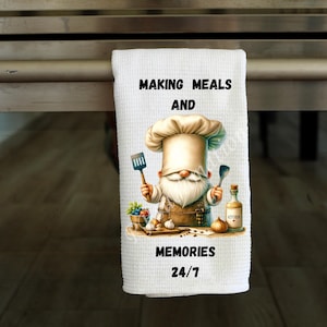 Meals and Memories - Chef Gnome - Kitchen Towel Sublimation Designs - PNG Design - Digital Download