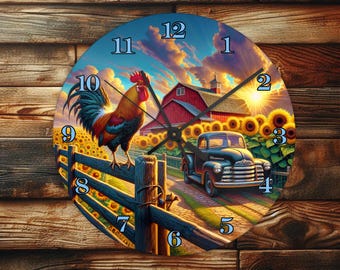 Country Farm - Wall Clock Design - With Numbers - PNG Design - Digital Download