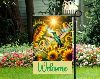 Hummingbirds Welcome -Garden Flag 12"x 18" - Garden Flag - PNG Digital Download