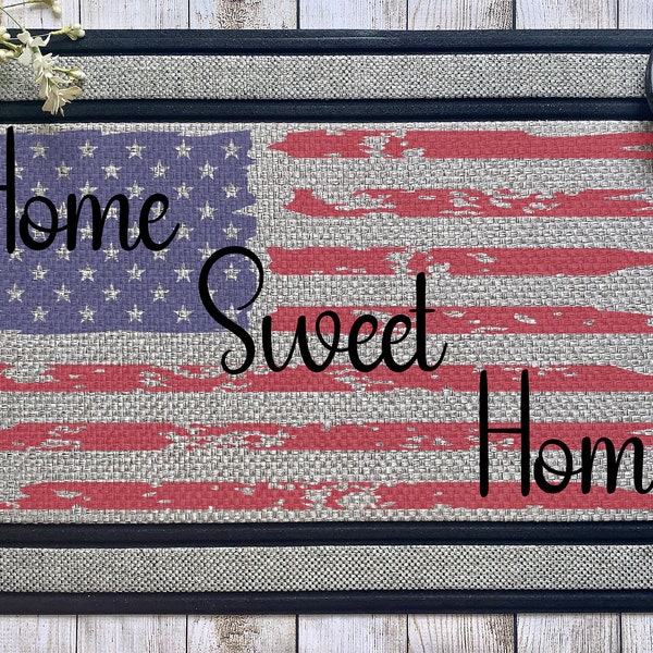 Home Sweet Home Faded US Flag - Front Door Mat Sublimation Design - Digital Download - PNG Digital Design