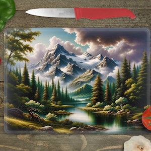 Glass Cutting Board Sublimation - Mountainous Landscape - 15.5 x 11.25 Inch - PNG Download - Digital Download-