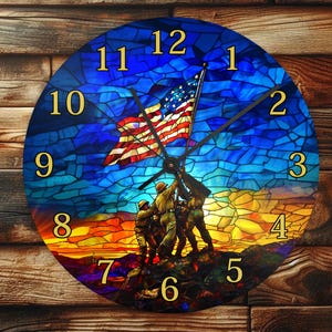 Soldiers Raising US Flag - Wall Clock Design - With Numbers - PNG Design - Digital Download