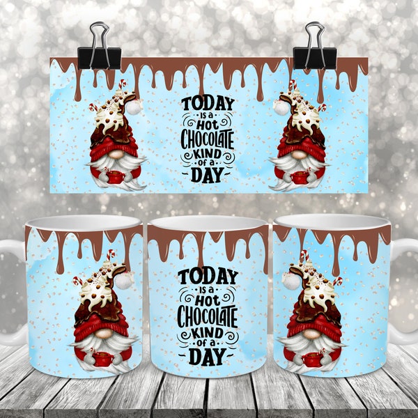 Coffee Mug Sublimation - Hot Chocolate Day Blue - Coffee Mug Wrap - PNG Design