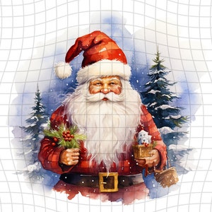 Weihnachtsmann - Aquarell Clipart - PNG Digital Clipart - Scrapbooking - Transparenter Hintergrund