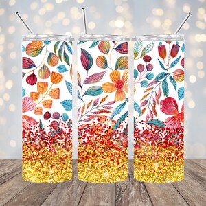 20oz Sublimation - Sumer Fun Flowers - Straight Tumbler Wrap - PNG Design- 20oz Skinny Tumbler Wrap Design