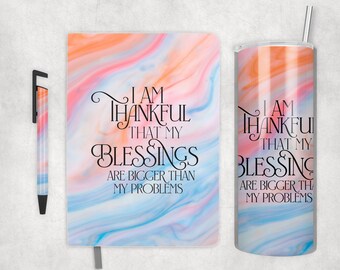Thankful For My Blessings - 20oz Tumbler Wrap - Journal Wrap - Pen Wrap - PNG Designs