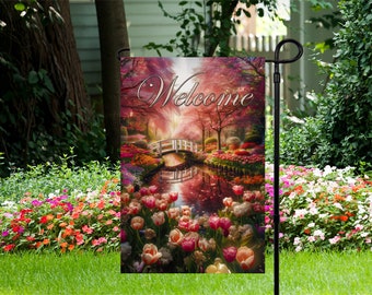 Welcome Tulip Garden - Garden Flag 12"x 18" - Garden Flag - JPEG Digital Download