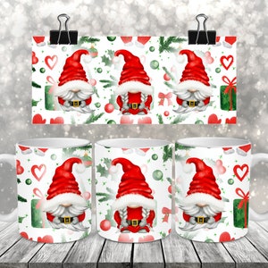 Santa Gnomes - Sublimation Coffee Mug Wrap - PNG Design